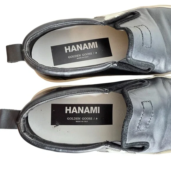 Golden Goose Hanami Black Leather Star Slip-On Sneakers Size 38 - Picture 9 of 10